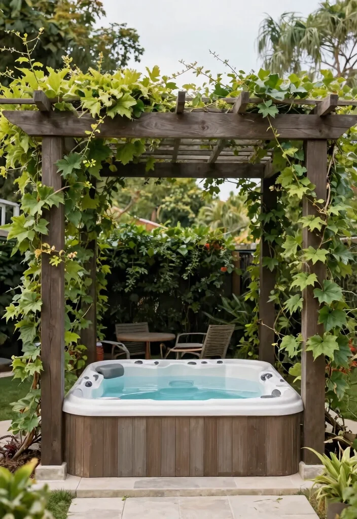 12 Outdoor Sauna and Hot Tub Ideas for Small Backyards - 8. Pergola for Hot Tub Privacy 1