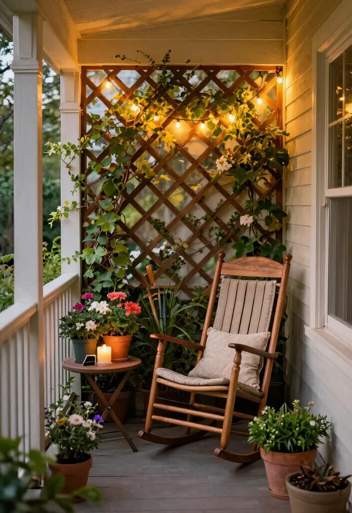 12 Rocking Chair Porch Ideas That Fit Narrow or Shallow Porches - 4. Vertical Gardening with Trellises 1