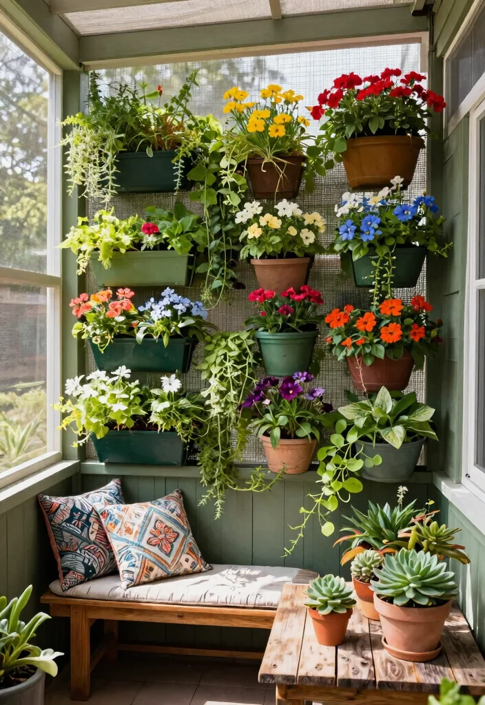 12 Small Screened In Porch Ideas That Maximize Tight Spaces - 1. Vertical Wall Gardens 1
