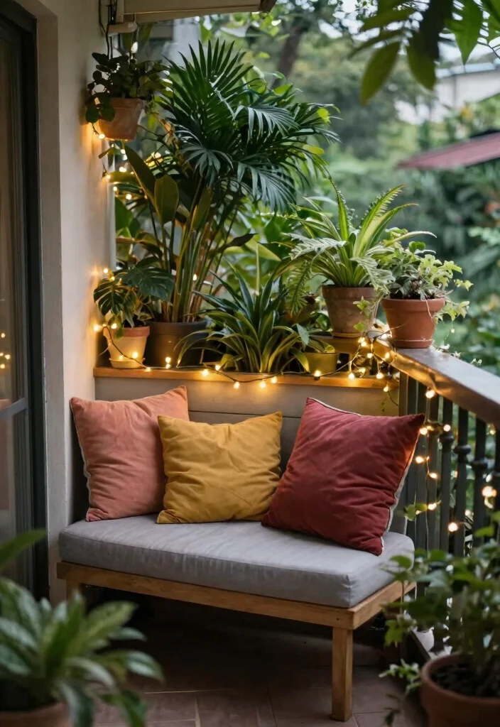 12 Tiny Balcony Garden Concepts That Grow More Than Herbs - 9. Cozy Seating Nook with Greenery 1