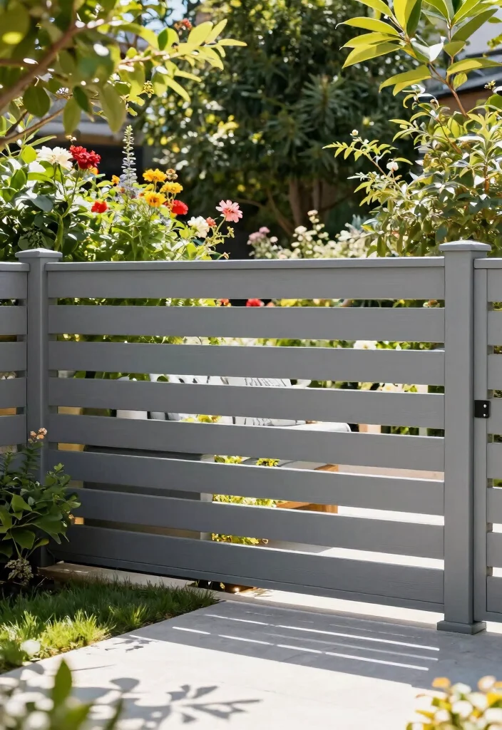 12 Vinyl Fence Ideas That Don't Look Cheap - 1. Chic Horizontal Slats 1