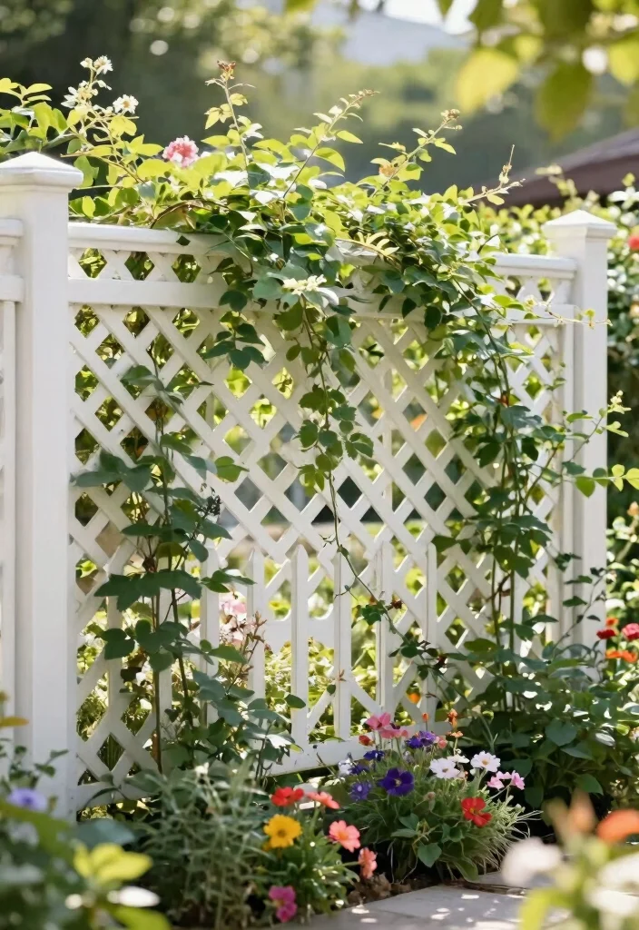 12 Vinyl Fence Ideas That Don't Look Cheap - 10. Decorative Lattice Tops 1