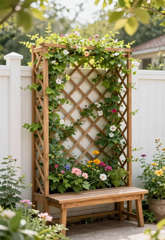 12 Vinyl Fence Ideas That Don't Look Cheap - 2. Elegant Trellis Integration 1