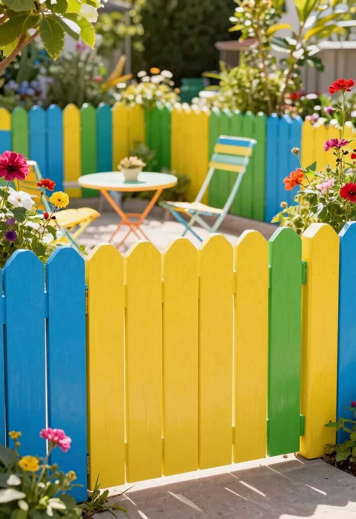 12 Vinyl Fence Ideas That Don't Look Cheap - 3. Colorful Vinyl Panels 1