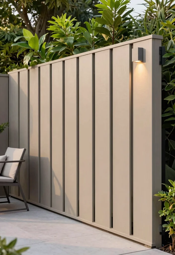 12 Vinyl Fence Ideas That Don't Look Cheap - 6. Minimalist Vertical Panels 1
