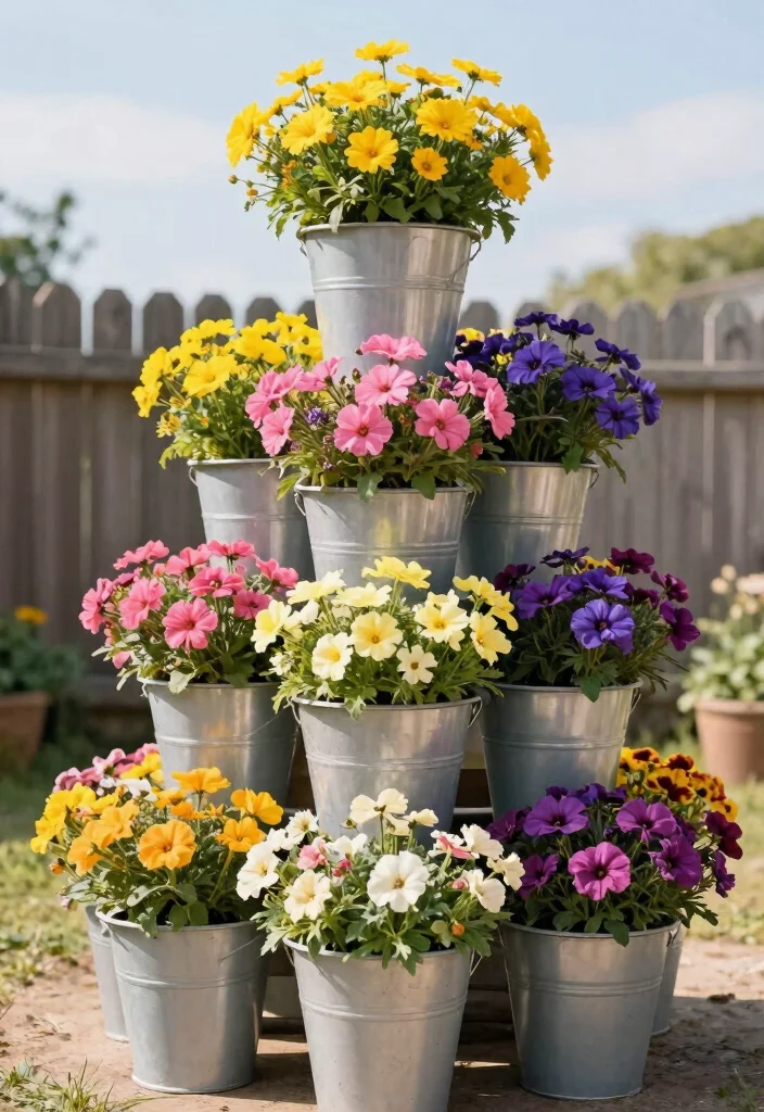 14 Bucket Gardening 5 Gallon Ideas That Drain Well and Grow Big Plants - 2. Flower Tower 1