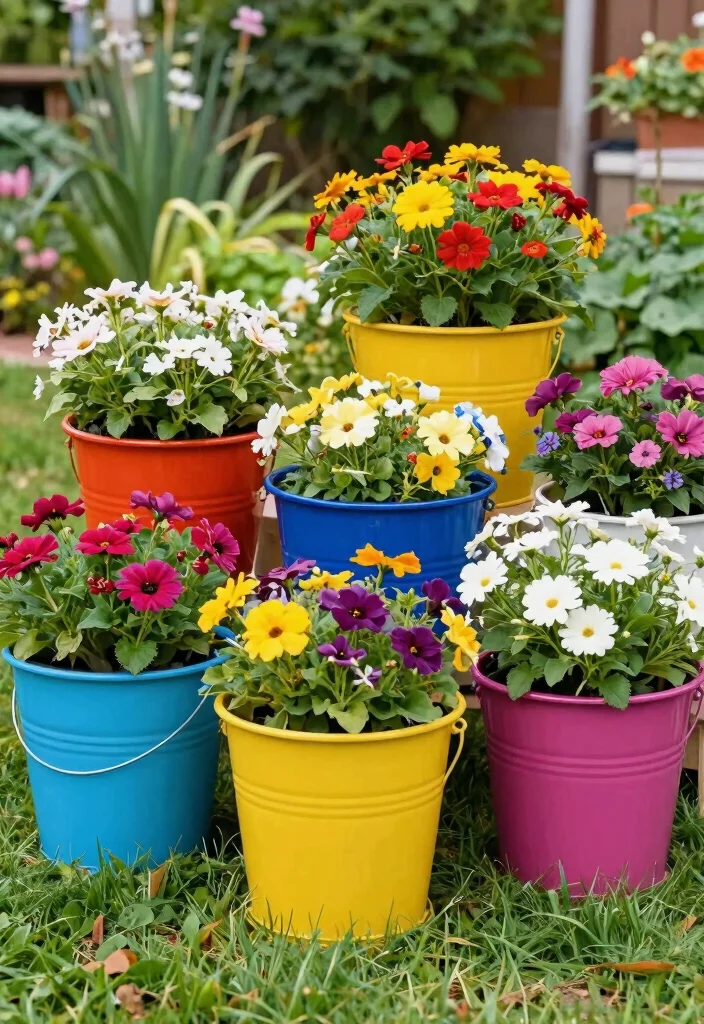 14 Bucket Gardening 5 Gallon Ideas That Drain Well and Grow Big Plants - 8. DIY Flower Pots 1