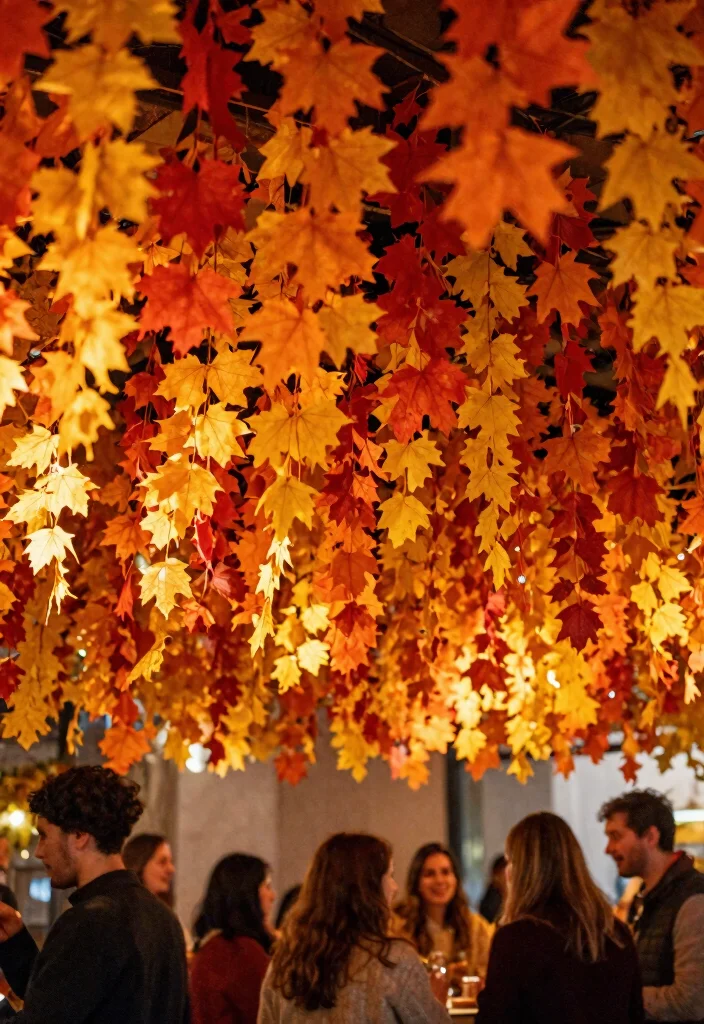 14 Eco-Friendly Streamers Decorations Ceiling Ideas for Sustainable Parties - 10. Seasonal Leaf Streamers 1