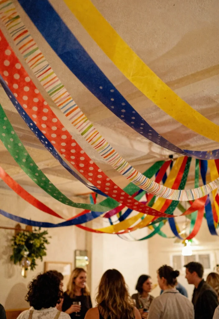 14 Eco-Friendly Streamers Decorations Ceiling Ideas for Sustainable Parties - 12. Upcycled Gift Wrap Streamers 1