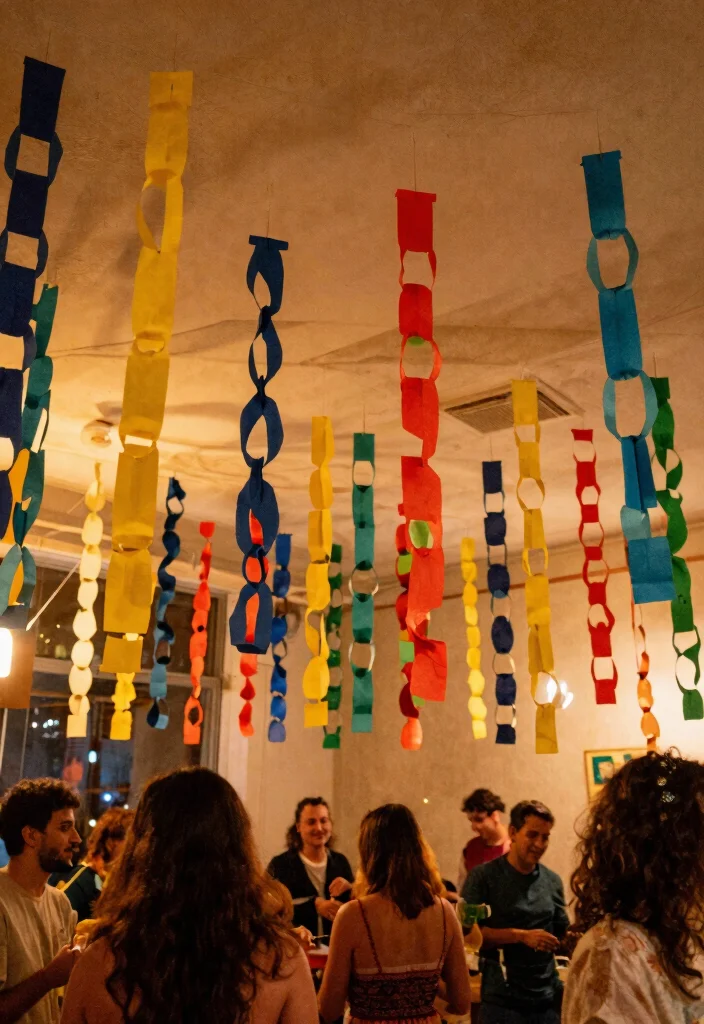 14 Eco-Friendly Streamers Decorations Ceiling Ideas for Sustainable Parties - 14. Whimsical Paper Chains 1
