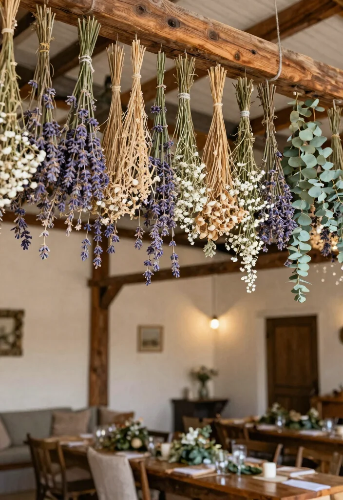 14 Eco-Friendly Streamers Decorations Ceiling Ideas for Sustainable Parties - 2. Dried Flower Streamers 1