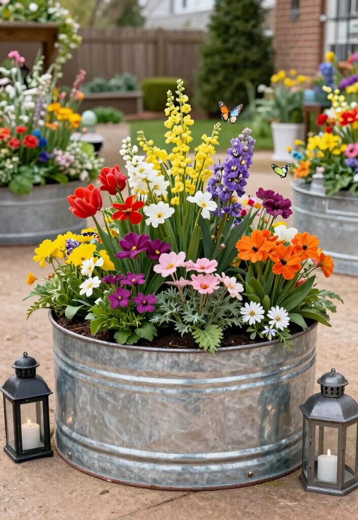 14 Galvanized Raised Garden Beds for Small Yards and Tight Budgets - 13. Seasonal Displays with Galvanized Beds 1