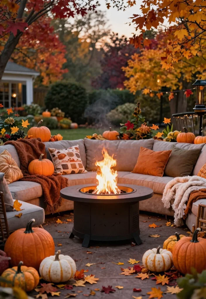 14 Gas Fire Pit Ideas That Start Fast Without Lighter Fluid - 12. Seasonal Decor 1