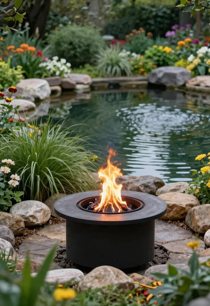 14 Gas Fire Pit Ideas That Start Fast Without Lighter Fluid - 9. Incorporating Water Features 1