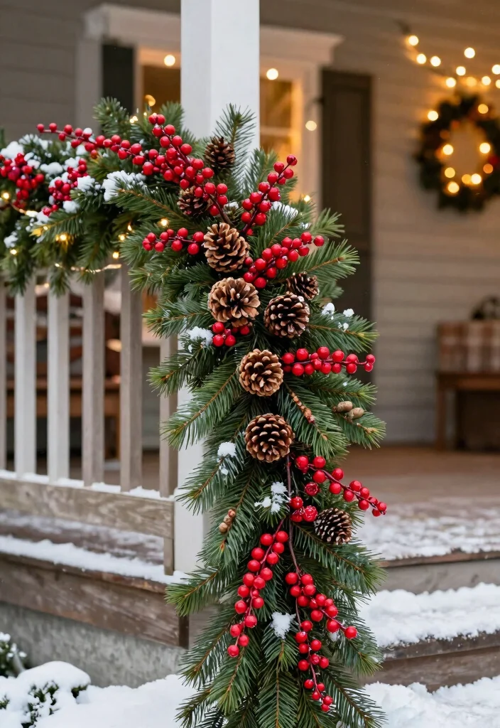 14 Outdoor Christmas Garlands That Survive Rain and Snow - 3. Berries and Pinecones Accents 1