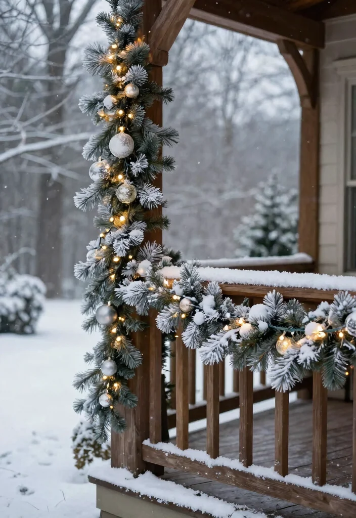 14 Outdoor Christmas Garlands That Survive Rain and Snow - 5. Frosted Pine Garland 1