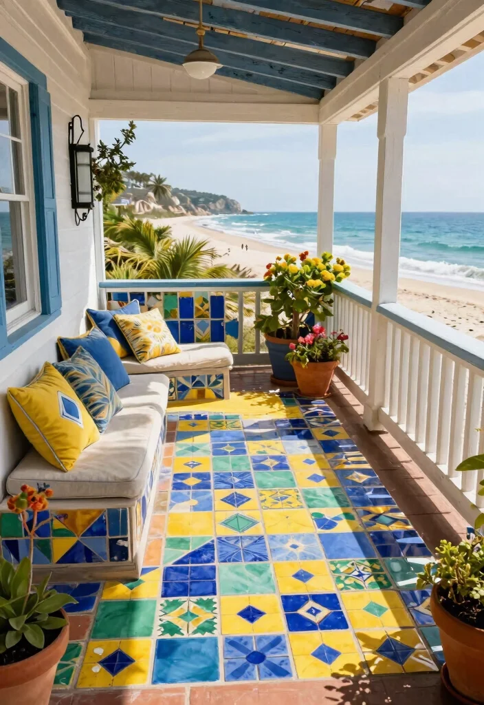 14 Outdoor Porch Tile Ideas That Handle Rain and Stay Slip-Free - 2. Colorful Ceramic Tiles 1