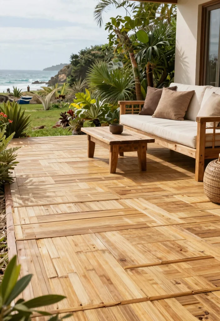 14 Outdoor Porch Tile Ideas That Handle Rain and Stay Slip-Free - 7. Eco-Friendly Bamboo Tiles 1