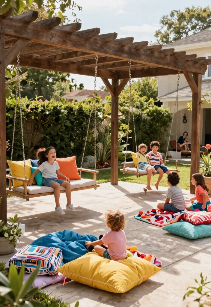 14 Pergola With Swing Ideas That Turn Any Backyard Into a Retreat - 10. Family-Friendly Pergola with Multiple Swings 1