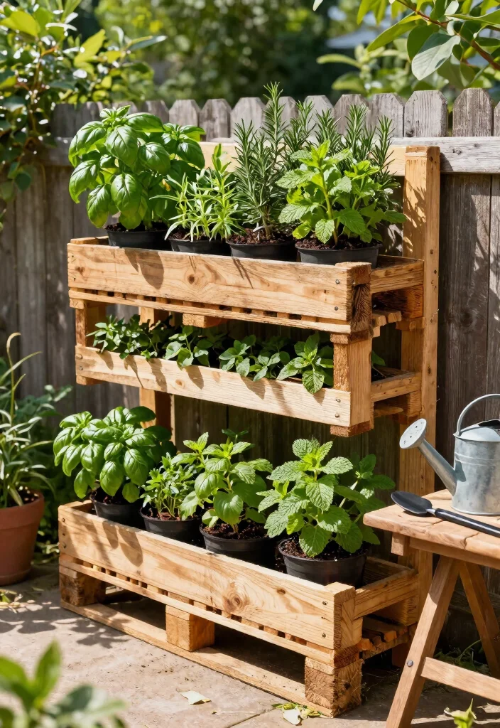 14 Raised Flower Beds Along Fence Ideas That Hide Eyesores - 1. Vertical Herb Garden 1