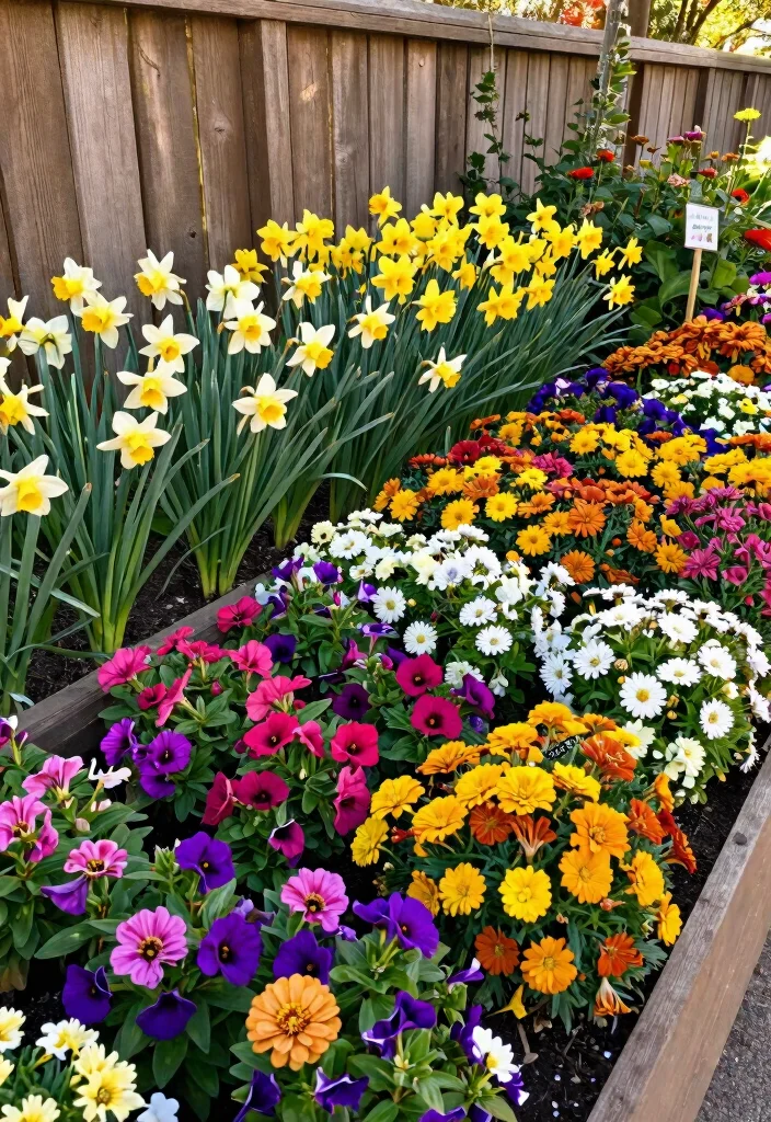 14 Raised Flower Beds Along Fence Ideas That Hide Eyesores - 13. Seasonal Color Changes 1