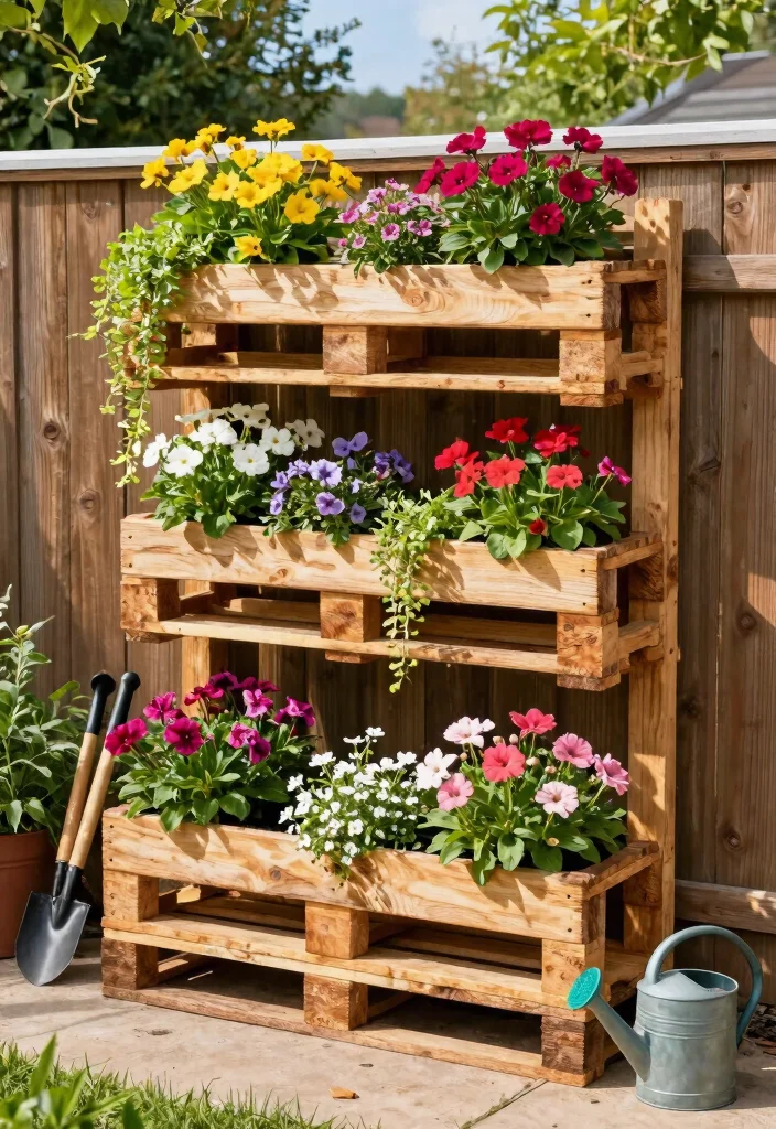 14 Raised Flower Beds Along Fence Ideas That Hide Eyesores - 7. Palette Planter Wall 1