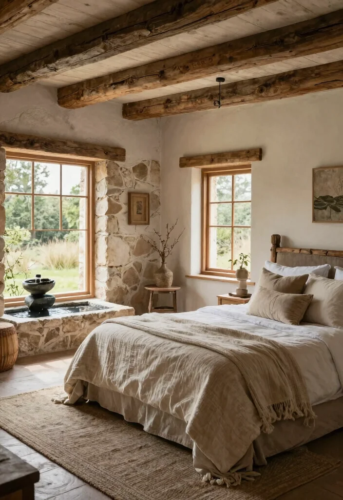 14 Rustic Farmhouse Bedroom Ideas That Feel Warm Without Looking Dated - 13. Harmonizing with Nature 1