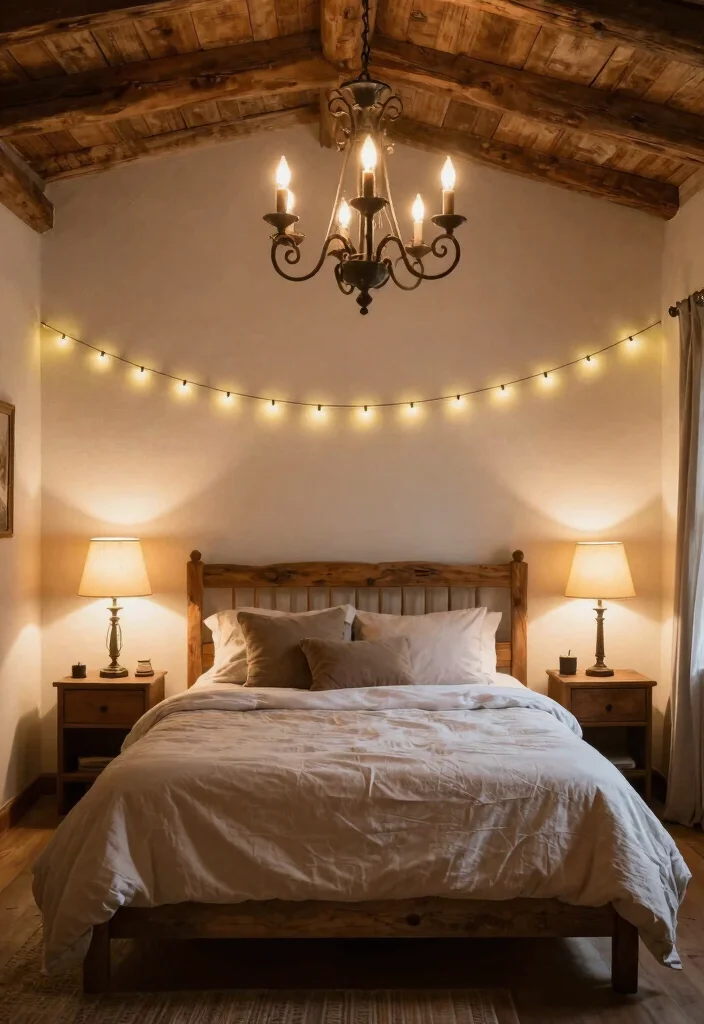 14 Rustic Farmhouse Bedroom Ideas That Feel Warm Without Looking Dated - 8. Rustic Lighting Fixtures 1