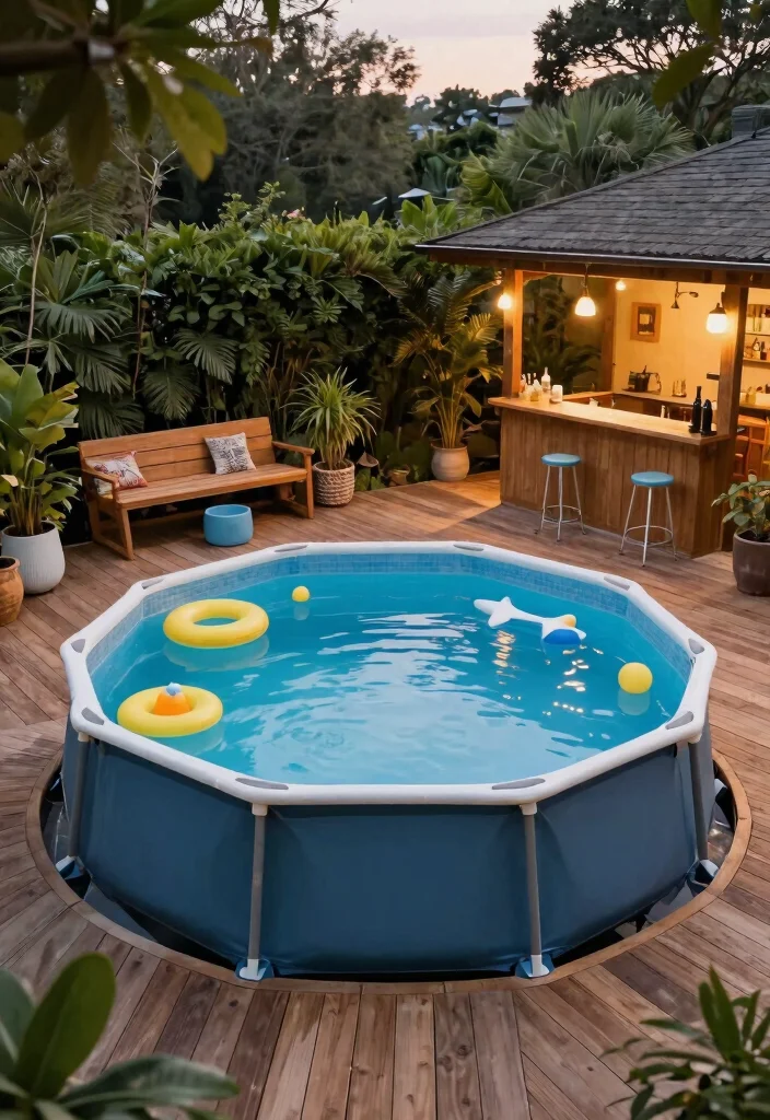 14 Small Backyard Pool Ideas That Fit Tight Lots - 10. Above-Ground Pool with Decking 1