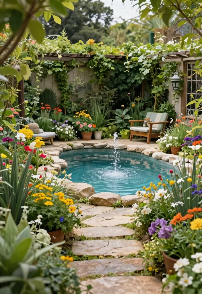 14 Small Backyard Pool Ideas That Fit Tight Lots - 11. Pool & Garden Combo 1