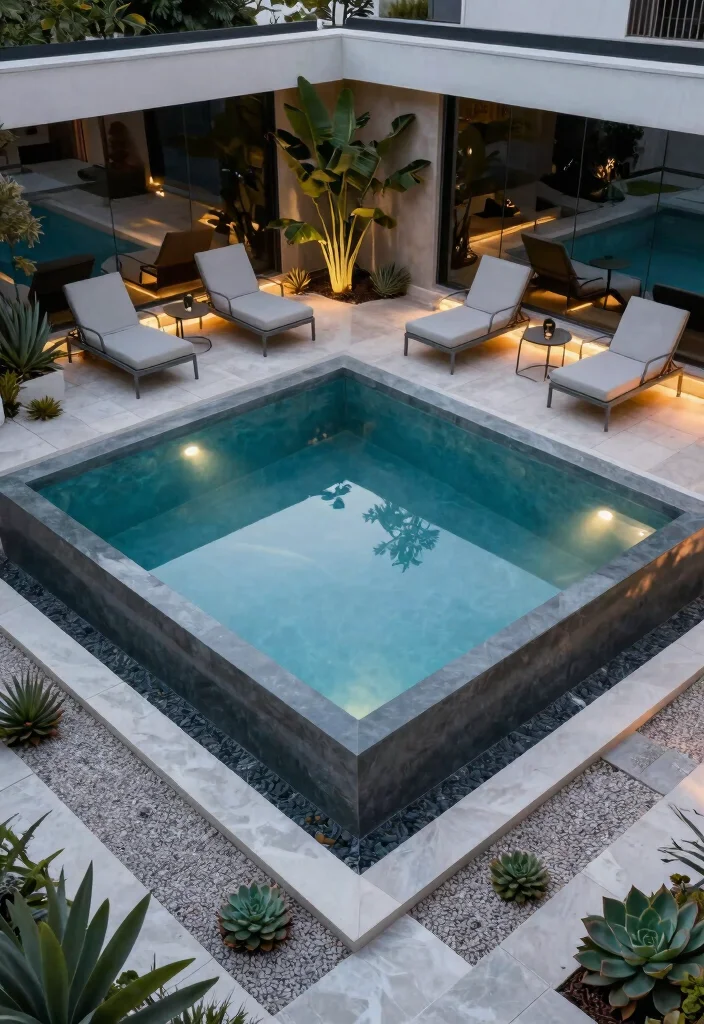 14 Small Backyard Pool Ideas That Fit Tight Lots - 4. Modern Geometric Pool 1