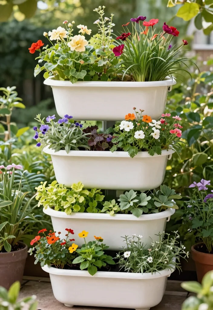 14 Wash Tub Planter Ideas That Add Farmhouse Charm for Under $20 - 11. Vertical Planter 1