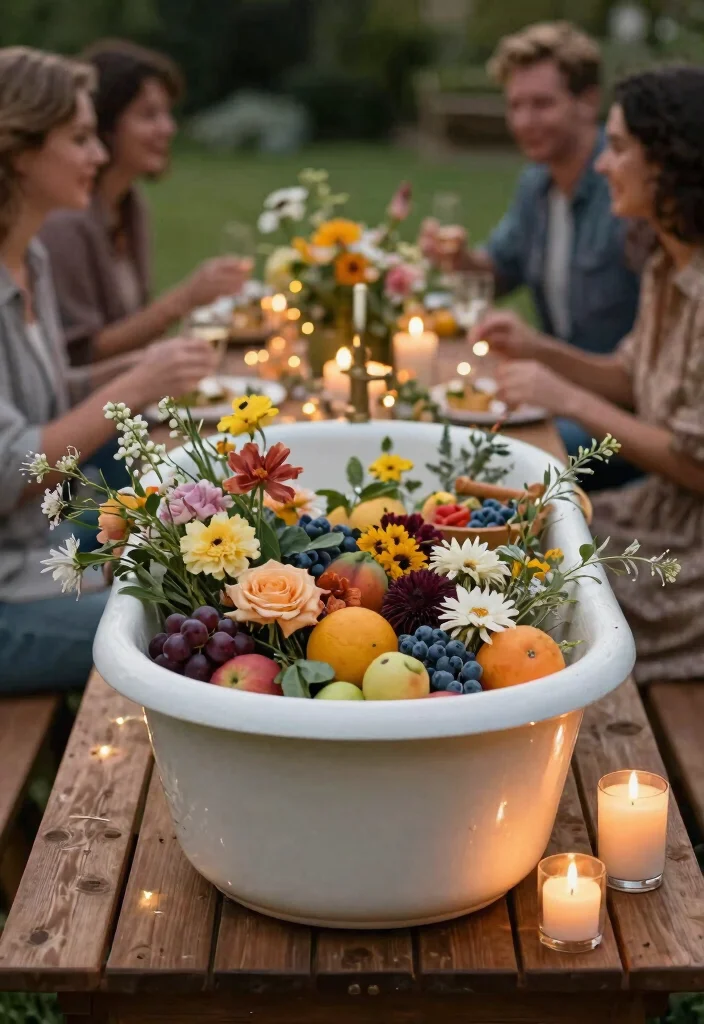 14 Wash Tub Planter Ideas That Add Farmhouse Charm for Under $20 - 12. Rustic Centerpiece 1