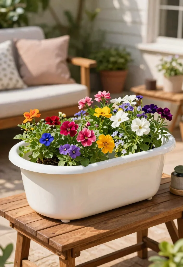 14 Wash Tub Planter Ideas That Add Farmhouse Charm for Under $20 - 13. Tabletop Planter 1