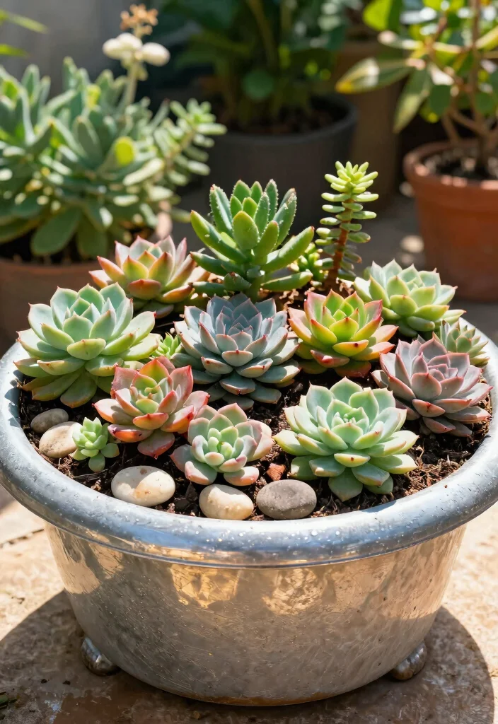 14 Wash Tub Planter Ideas That Add Farmhouse Charm for Under $20 - 2. Stunning Succulent Display 1