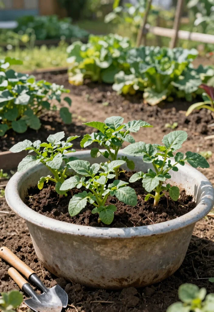 14 Wash Tub Planter Ideas That Add Farmhouse Charm for Under $20 - 4. Potato Planter 1