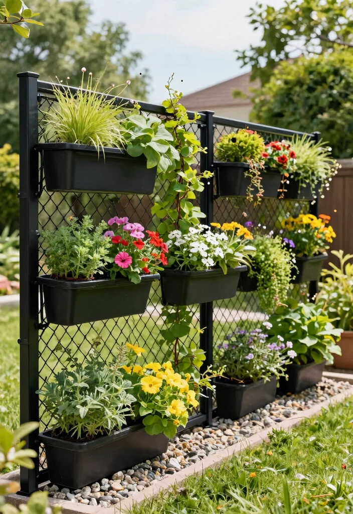 15 Black Chain Link Fence Ideas That Actually Look Modern - 1. Vertical Gardens Along the Fence 1