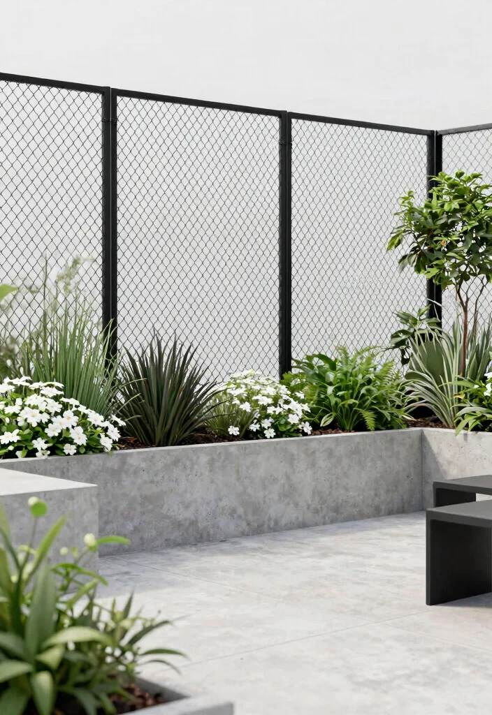 15 Black Chain Link Fence Ideas That Actually Look Modern - 10. Minimalist Design 1