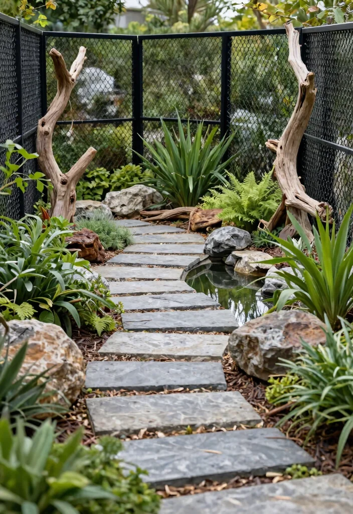 15 Black Chain Link Fence Ideas That Actually Look Modern - 11. Nature-Inspired Elements 1