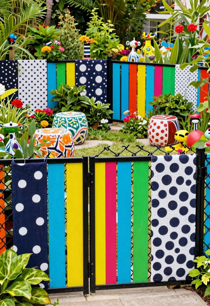 15 Black Chain Link Fence Ideas That Actually Look Modern - 12. Bold Patterns and Textures 1