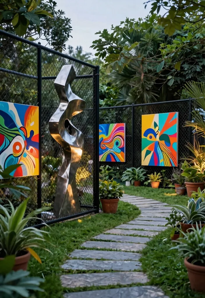 15 Black Chain Link Fence Ideas That Actually Look Modern - 2. Modern Art Installations 1
