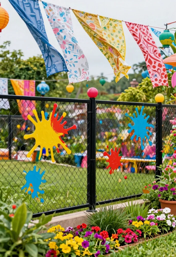 15 Black Chain Link Fence Ideas That Actually Look Modern - 6. Colorful Accents 1