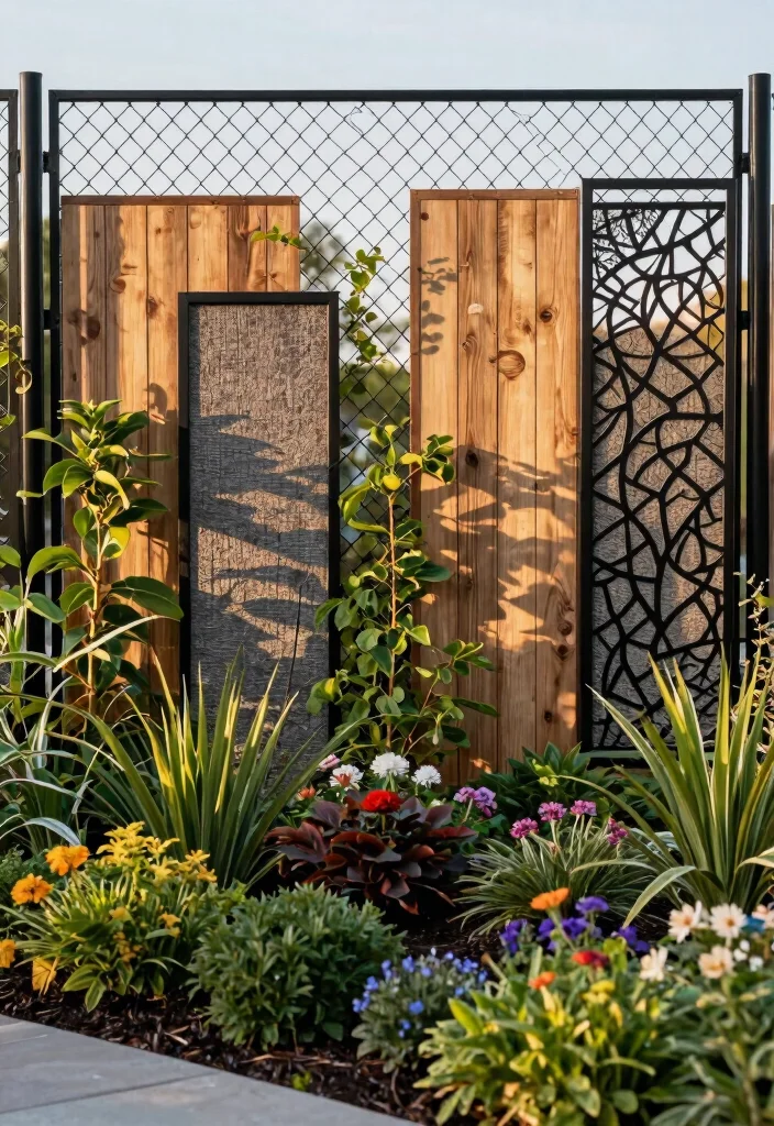 15 Black Chain Link Fence Ideas That Actually Look Modern - 7. Textured Backdrops 1