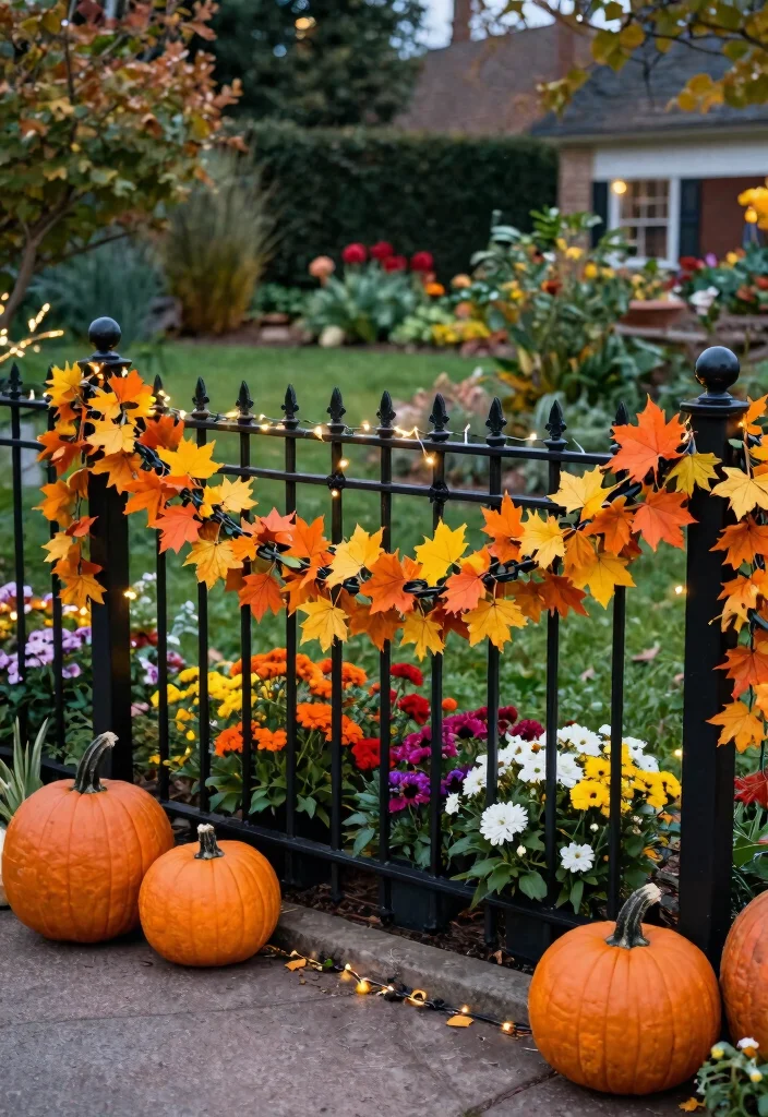 15 Black Chain Link Fence Ideas That Actually Look Modern - 8. Seasonal Decor 1
