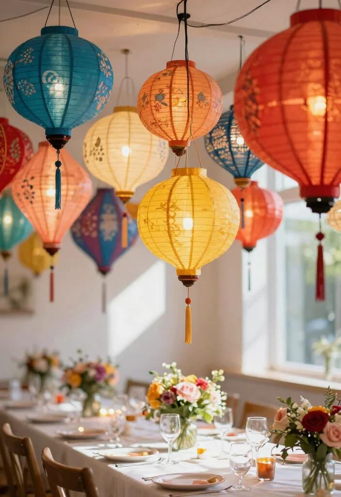 15 Ceiling Decorations for Parties That Come Down Without Damage - 1. Colorful Paper Lanterns 1