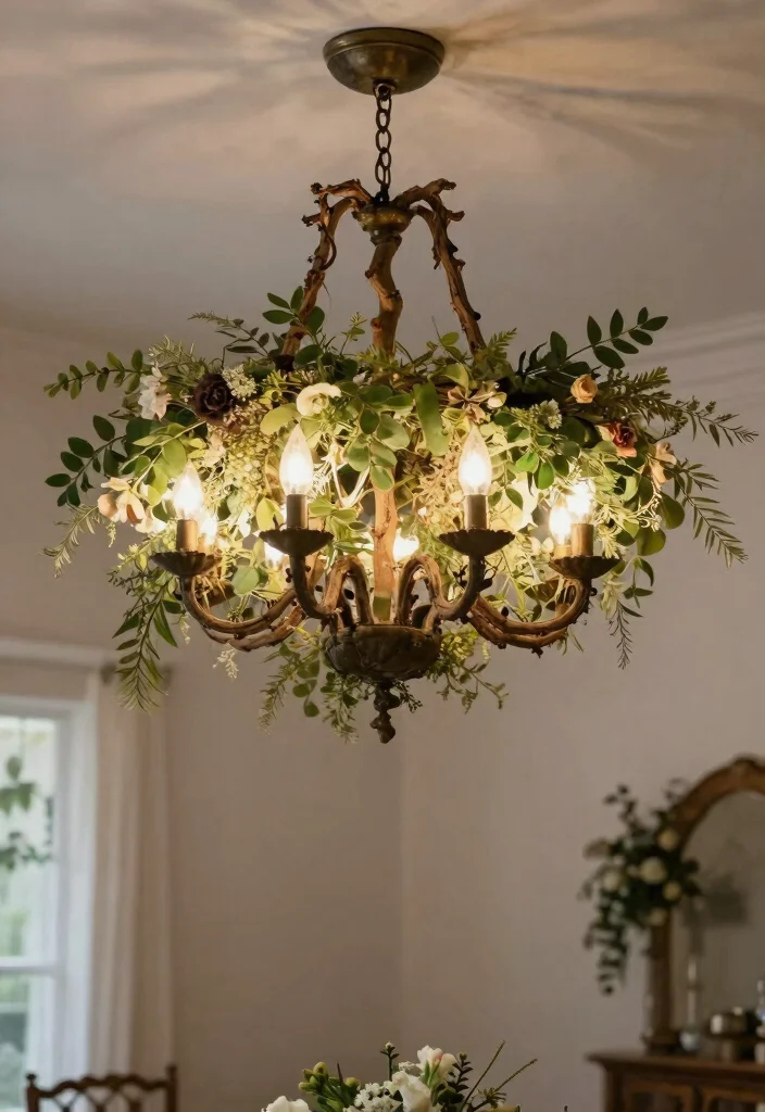 15 Ceiling Decorations for Parties That Come Down Without Damage - 10. Nature-Inspired Chandeliers 1