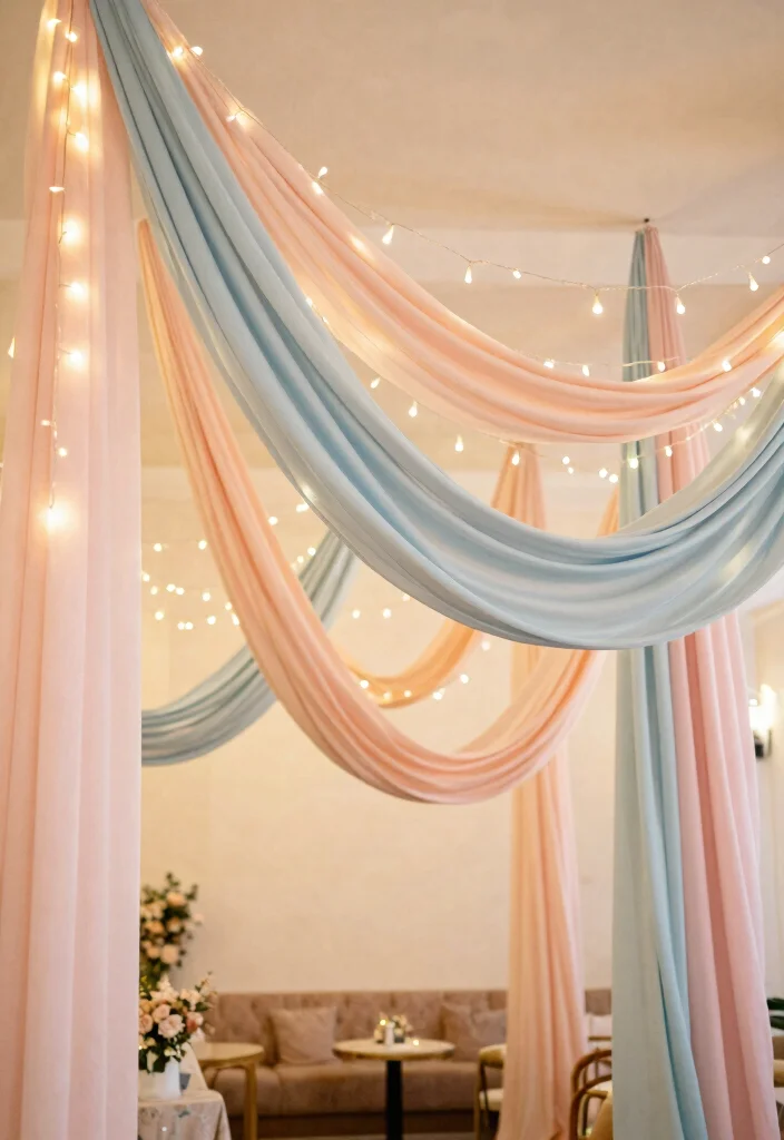 15 Ceiling Decorations for Parties That Come Down Without Damage - 4. Fabric Swags 1