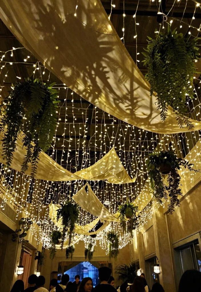 15 Ceiling Decorations for Parties That Come Down Without Damage - 8. Twinkling Fairy Lights 1