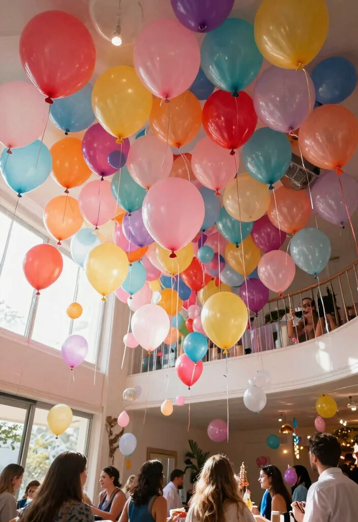 15 Ceiling Decorations for Parties That Come Down Without Damage - 9. Floating Balloons 1
