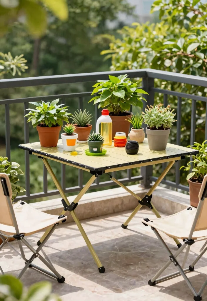 15 Compact Balcony Table Ideas That Fold Away When Not in Use - 11. Portable Aluminum Folding Table 1